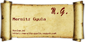 Mersitz Gyula névjegykártya